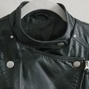 Black Faux Leather Motorcycle Jacket